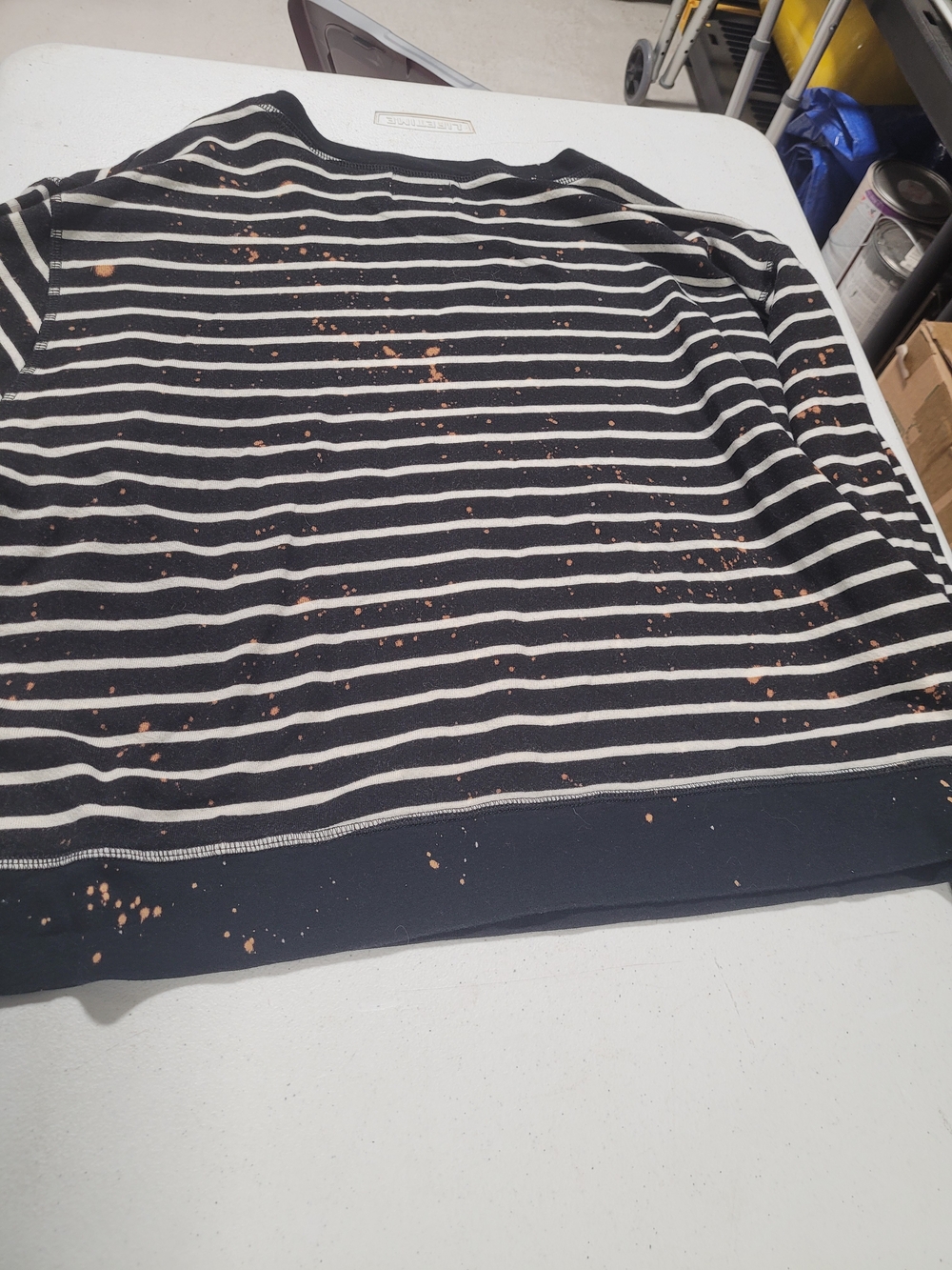 Black & White Striped Crewneck Top with Rust Speckle - Picture 3 of 3